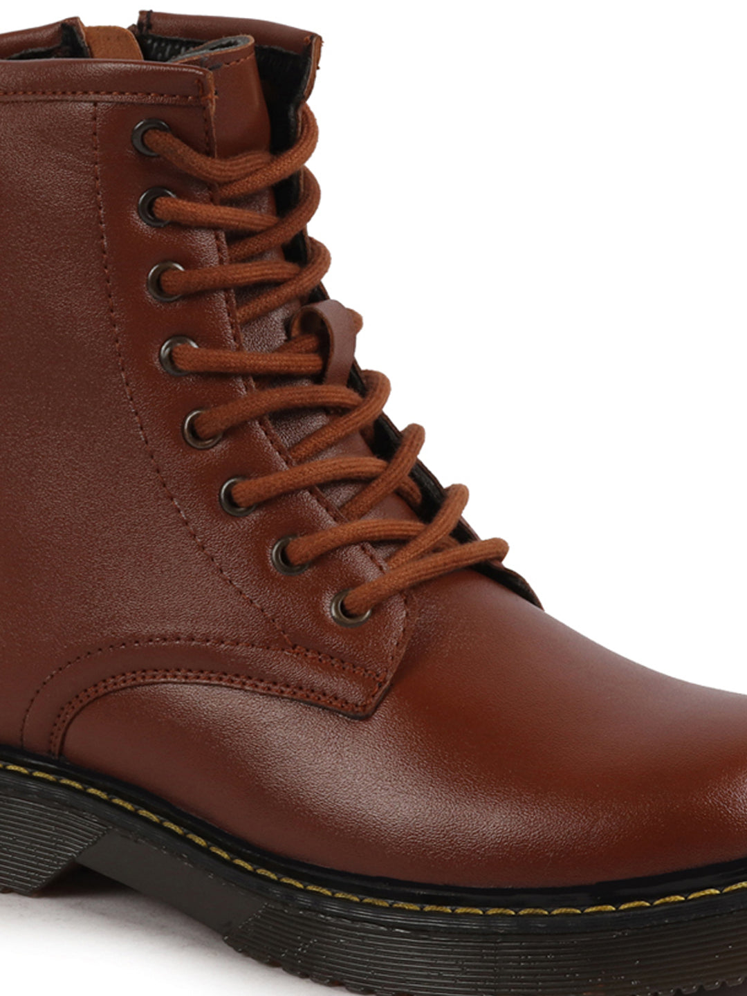 Shop Women Tan Classic High Ankle 8-Eye Lace Up Casual Long Boots For Travelling|Trekking Online.