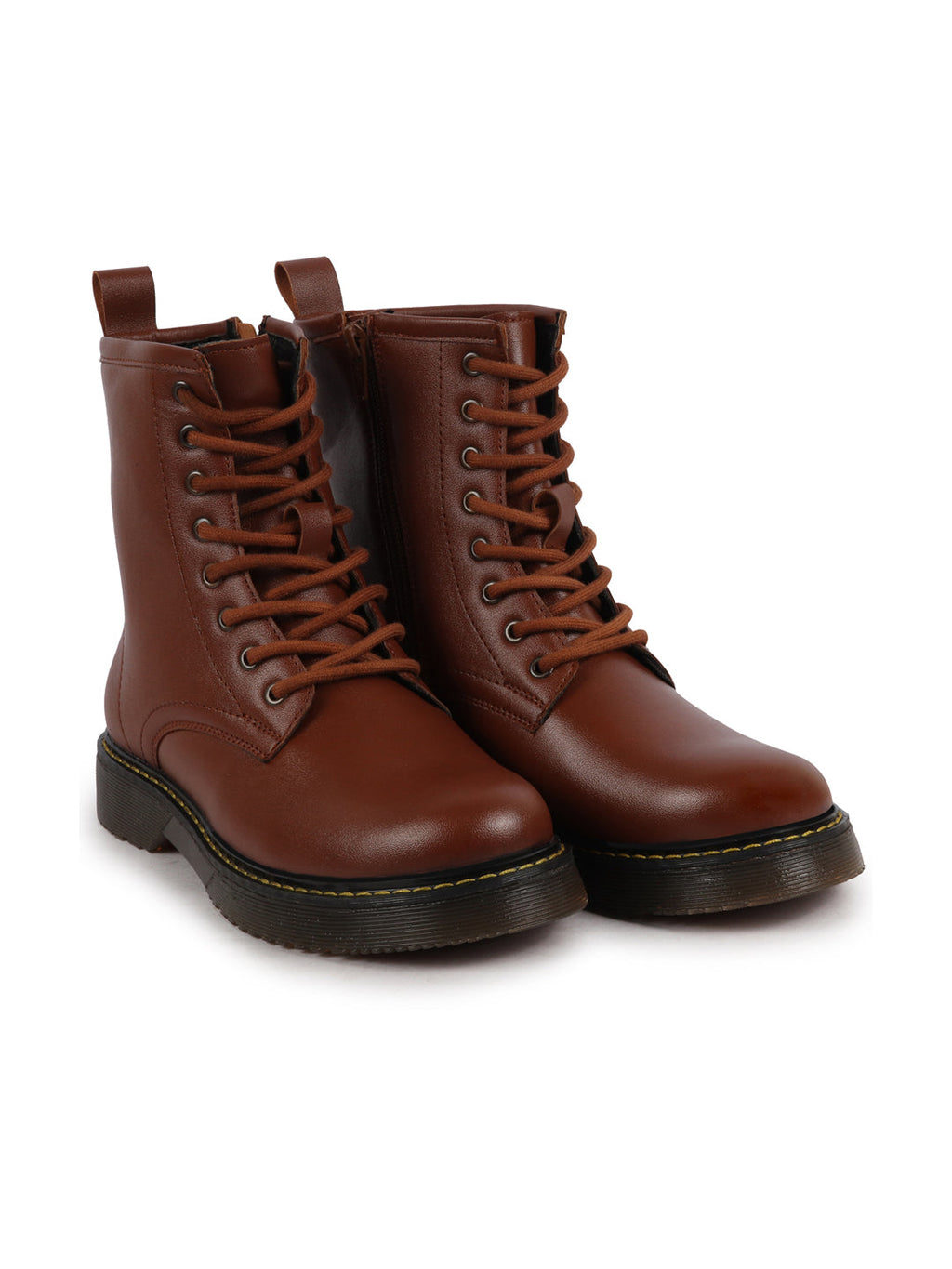Shop Women Tan Classic High Ankle 8-Eye Lace Up Casual Long Boots For Travelling|Trekking Online.