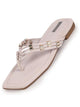 Women Lavender Party Wedding T-Strap Thong Slip On Flats Slippers