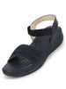 Women Blue Open Toe Platform Woven Design Slip On Sandals