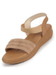 Women Camel Open Toe Platform Woven Design Slip On Sandals
