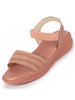 Women Pink Open Toe Platform Woven Design Slip On Sandals