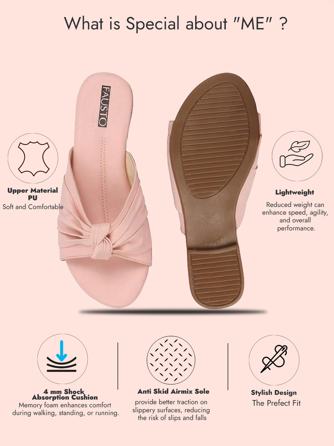 Shop Women Pink Bow Design Open Toe Slip On Flats Slippers Online.