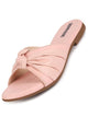 Women Pink Bow Design Open Toe Slip On Flats Slippers