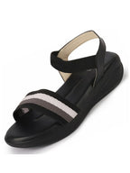 Shop Women Black Open Toe Multi Color Strap Platform Woven Design Slip On Sandals Online.