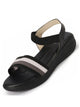 Women Black Open Toe Multi Color Strap Platform Woven Design Slip On Sandals