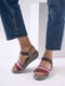 Shop Women Grey Open Toe Multi Color Strap Platform Woven Design Slip On Sandals Online.