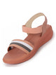 Women Pink Open Toe Multi Color Strap Platform Woven Design Slip On Sandals