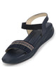 Women Blue Open Toe Multi Color Strap Platform Woven Design Slip On Sandals