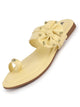 Women Lemon Bow Design Toe Ring Slip On Flats Slippers