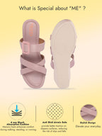 Women Purple Platform Wedge Heel Open Toe Sandals Height Enhancer Criss Cross Strap Slip-On Sandal