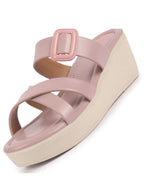 Women Purple Platform Wedge Heel Open Toe Sandals Height Enhancer Criss Cross Strap Slip-On Sandal