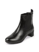 Women Black Flared Heel High Ankle Top Winter Chelsea Boots