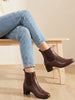Women Brown Flared Heel High Ankle Top Winter Chelsea Boots