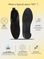Women Black Flared Heel High Ankle Suede Leather Classic Winter Chelsea Boots