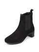 Women Black Flared Heel High Ankle Suede Leather Classic Winter Chelsea Boots