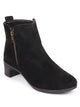 Women Black Flared Heel Mid Top Suede Leather Zipper Closure Winter Chelsea Boots