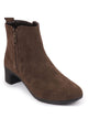 Women Brown Flared Heel Mid Top Suede Leather Zipper Closure Winter Chelsea Boots