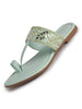 Women Pista Embellished Strap Toe Ring Ethnic Party Slip-On Flat Sandals|Festive Wedding Leaf Pearl Beads Strap Slippers for Traditional Outfits