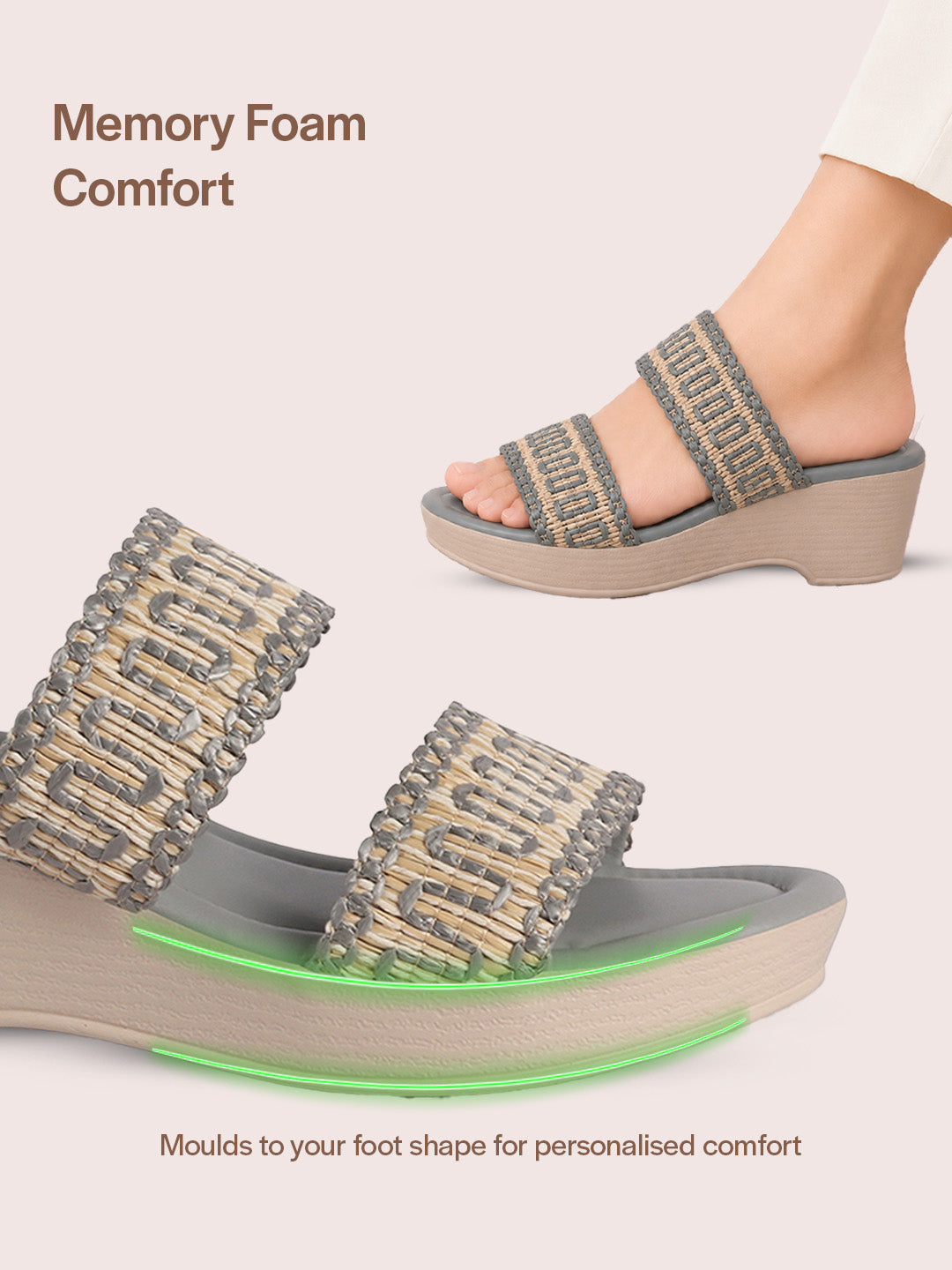 wedge heel ethnic slippers