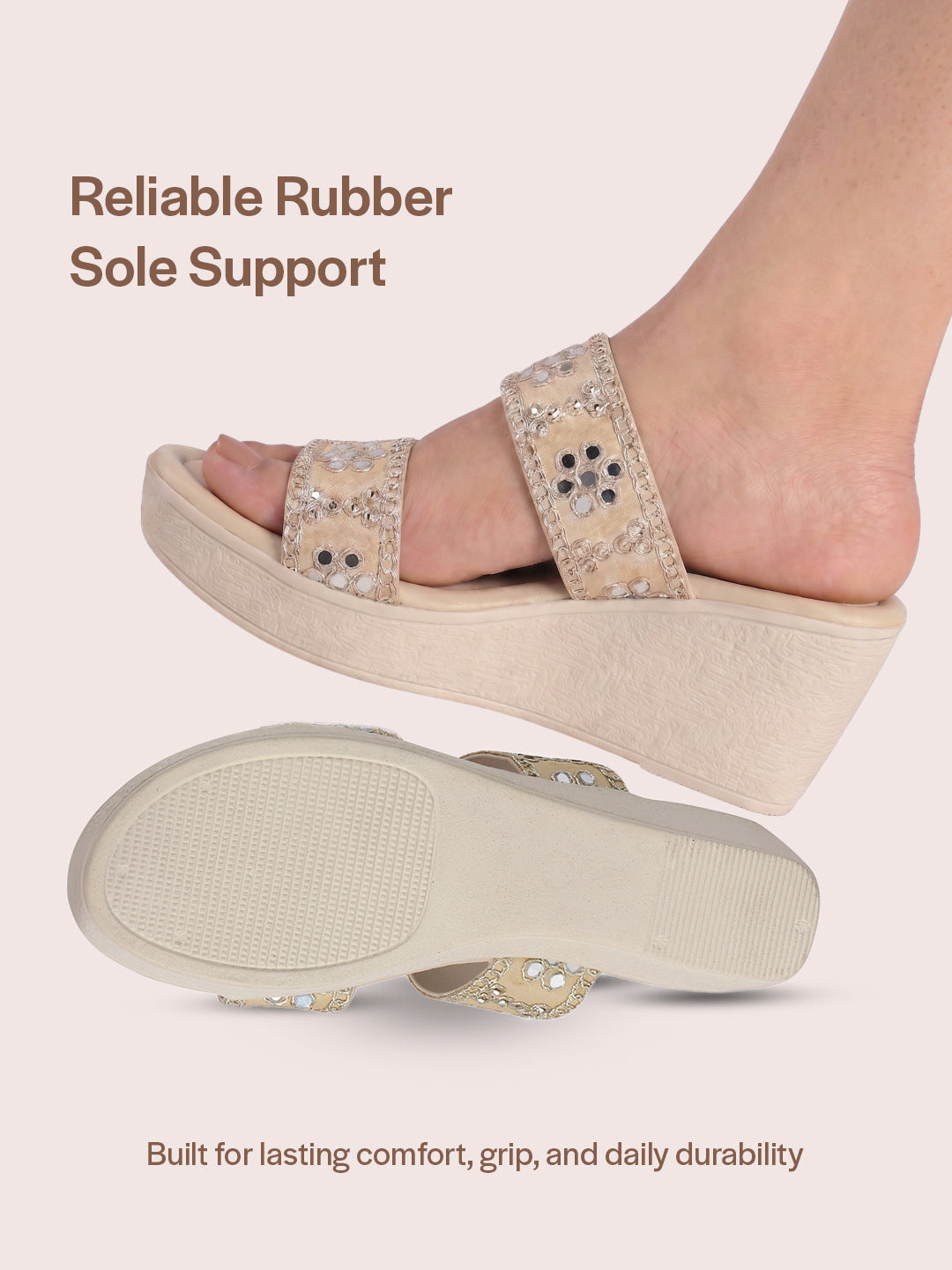 wedge heel ethnic slippers