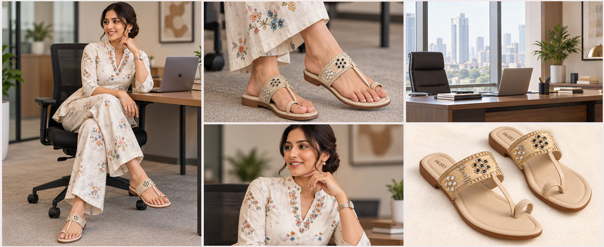 Women Beige Ornate Strap Toe Ring Wedding Party Slip-On Sandals|Festive Ethnic Flat Slippers for Indian Traditional Dress Outfits