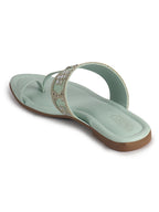 Women Pista Ornate Strap Toe Ring Wedding Party Slip-On Sandals|Festive Ethnic Flat Slippers for Indian Traditional Dress Outfits