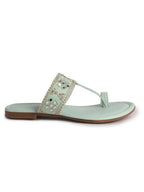 Women Pista Ornate Strap Toe Ring Wedding Party Slip-On Sandals|Festive Ethnic Flat Slippers for Indian Traditional Dress Outfits