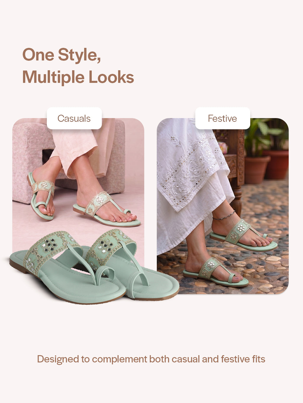 wedge heel ethnic slippers
