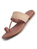 Women Pink Embroidery Toe Ring Strap Ethnic Party Slip-On Flats Slippers|Festive Wedding Comfort Sandals for Anarkali, Kurta Suits