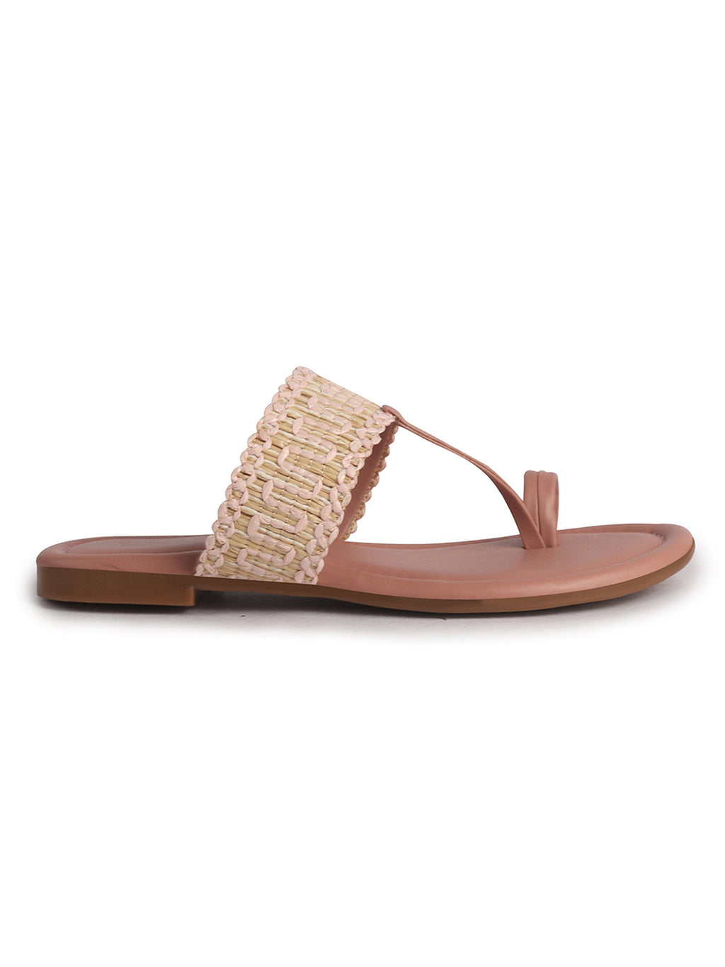 Women Pink Embroidery Toe Ring Strap Ethnic Party Slip-On Flats Slippers|Festive Wedding Comfort Sandals for Anarkali, Kurta Suits