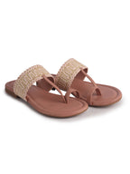 Women Pink Embroidery Toe Ring Strap Ethnic Party Slip-On Flats Slippers|Festive Wedding Comfort Sandals for Anarkali, Kurta Suits