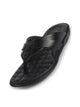 Men Black Wide Strap Open Toe T-Strap Thong Slippers with Cushioned Footbed for All Day Comfort | Indoor, Travel, Walking Sandal with Slip Resistant Sole