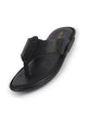 Men Black Premium Soft Leather Textured T-Strap Thong Slippers | Cushioned Comfort Sandals for Festivals, Kurta Pyjama Outfits, Smart Casual Wear