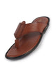 Men Tan Premium Soft Leather Textured T-Strap Thong Slippers | Cushioned Comfort Sandals for Festivals, Kurta Pyjama Outfits, Smart Casual Wear