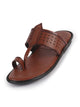 Men Tan Premium Soft Leather Kolhapuri-Style Toe Ring Slippers with Cushioned Insole | Slip Resistant Sole Comfort Sandal for Traditional Festive, Kurta Pyjama, Smart Casuals