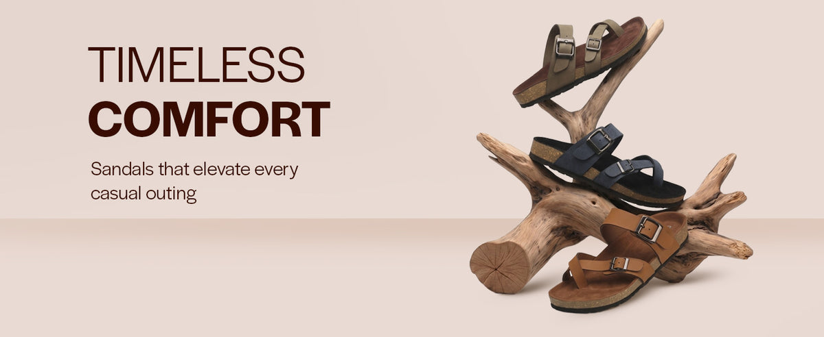 Men Tan Toe Ring Multi Strap Ethnic Festive Kurta Broad Feet Slip-On Sandals | Anti-Skid Cork Latex Suede Soft Insole Slippers with Heel Cup for Outdoor Indoor Premium Comfort