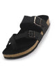 Men Black Toe Ring Multi Strap Ethnic Festive Kurta Broad Feet Slip-On Sandals | Anti-Skid Cork Latex Suede Soft Insole Slippers with Heel Cup for Outdoor Indoor Premium Comfort