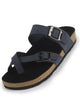 Men Navy Toe Ring Multi Strap Ethnic Festive Kurta Broad Feet Slip-On Sandals | Anti-Skid Cork Latex Suede Soft Insole Slippers with Heel Cup for Outdoor Indoor Premium Comfort