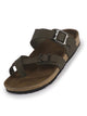 Men Olive Toe Ring Multi Strap Ethnic Festive Kurta Broad Feet Slip-On Sandals | Anti-Skid Cork Latex Suede Soft Insole Slippers with Heel Cup for Outdoor Indoor Premium Comfort