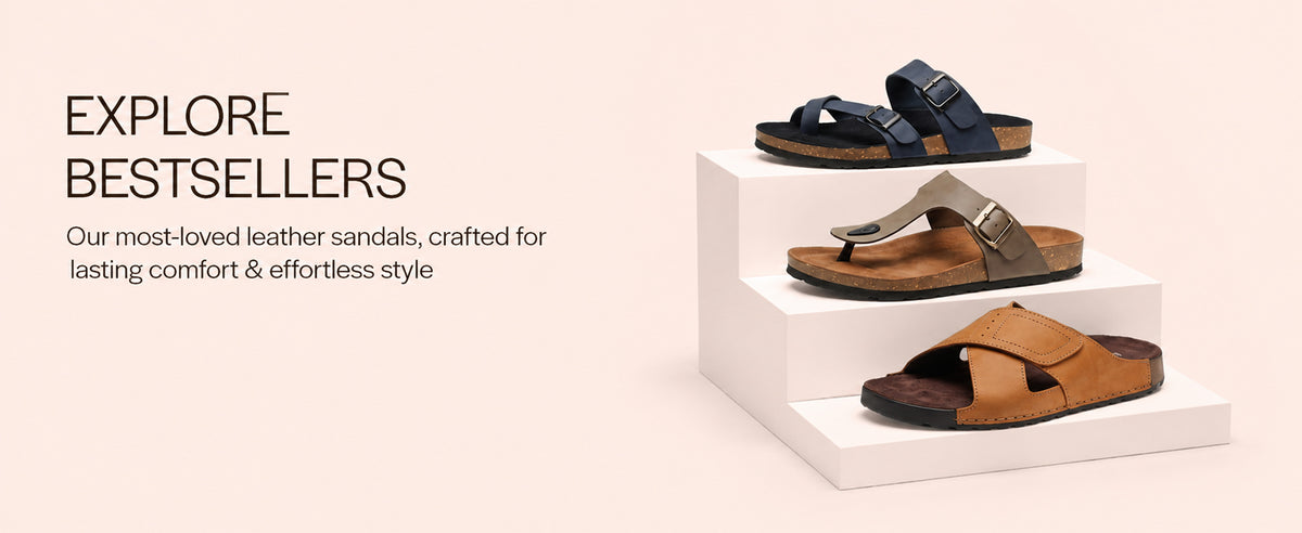 Men Grey Open Toe Ethnic Festive Kurta Multi Strap Adjustable Slip-On Sandals | Broad Feet Cork Latex Suede Soft Insole Slippers with Heel Cup for Outdoor, Office, Causal Comfort