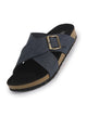Men Navy Open Toe Ethnic Festive Kurta Multi Strap Adjustable Slip-On Sandals | Broad Feet Cork Latex Suede Soft Insole Slippers with Heel Cup for Outdoor, Office, Causal Comfort