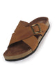 Men Tan Open Toe Ethnic Festive Kurta Multi Strap Adjustable Slip-On Sandals | Broad Feet Cork Latex Suede Soft Insole Slippers with Heel Cup for Outdoor, Office, Causal Comfort