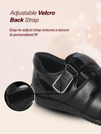 Men Black Peforated Hook and Loop Shoe Style Roman Sandals|Memory Cushioned Insole|All Day Walking Support, Anti Skid Sole|Office, Casual, Kurta, Festive