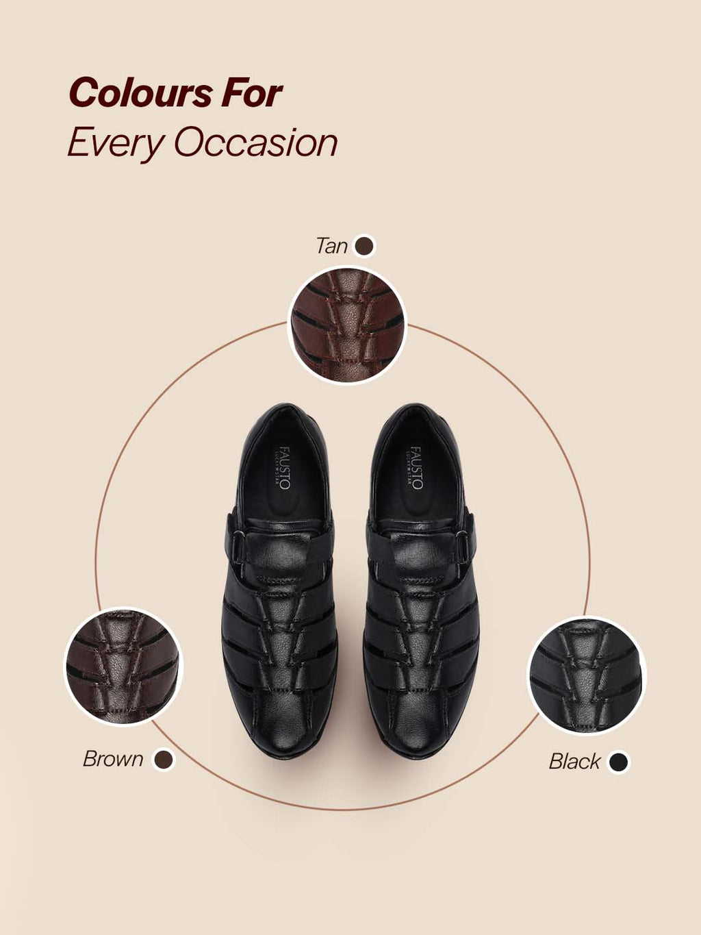 Men Black Peforated Hook and Loop Shoe Style Roman Sandals|Memory Cushioned Insole|All Day Walking Support, Anti Skid Sole|Office, Casual, Kurta, Festive