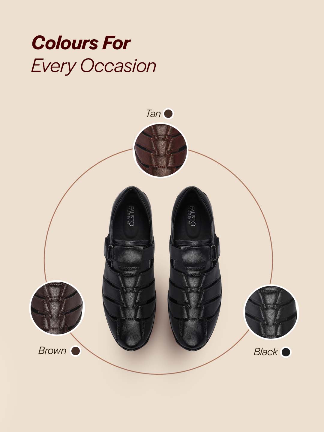 Men Black Peforated Hook and Loop Shoe Style Roman Sandals|Memory Cushioned Insole|All Day Walking Support, Anti Skid Sole|Office, Casual, Kurta, Festive