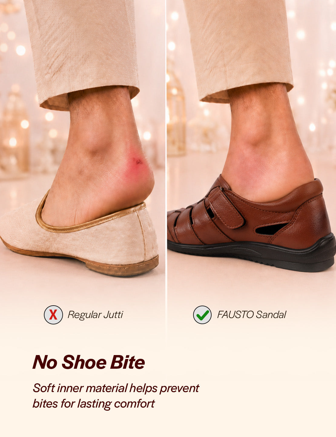 Men Tan Peforated Hook and Loop Shoe Style Roman Sandals|Memory Cushioned Insole|All Day Walking Support, Anti Skid Sole|Office, Casual, Kurta, Festive