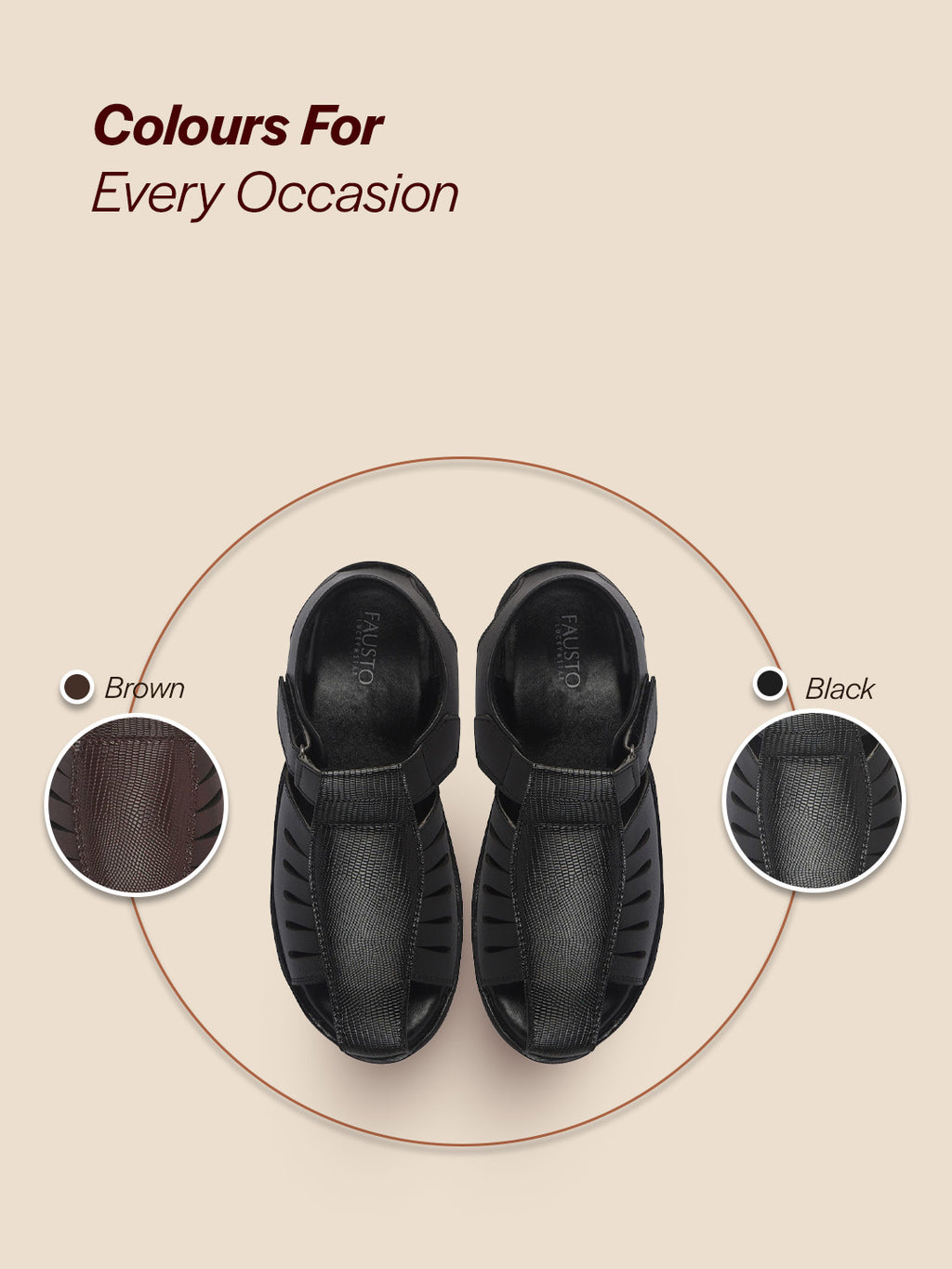 Men Black Peforated Laser Cut Hook and Loop Adjustable Strap Shoe Style Sandals|Perfect for Summer, Office, Kurta, Festive|Lightweight Cushioned Insole