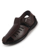 Men Brown Peforated Laser Cut Hook and Loop Adjustable Strap Shoe Style Sandals|Perfect for Summer, Office, Kurta, Festive|Lightweight Cushioned Insole