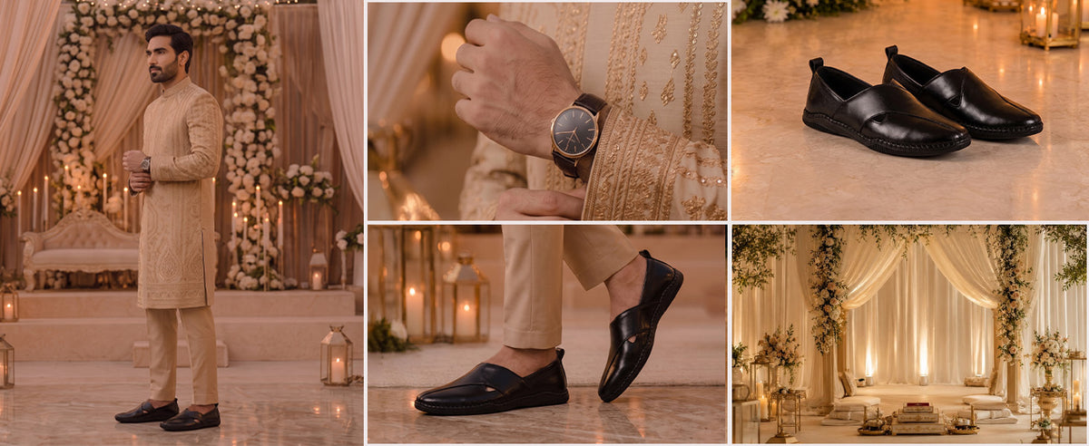Men Black Leather Side Stitched Ethnic Criss Cross Juttis and Mojaris for Wedding|Flexible Rubber Sole|Slip On Shoe for Pathani Festive Kurta, Party